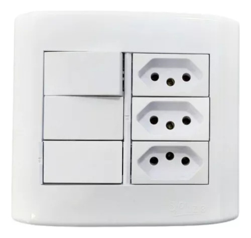Interruptor 1 Tecla Simples E 3 Tomadas 10/20a Com Placa 4x4