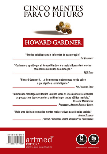 Cinco Mentes para o Futuro, de Gardner, Howard. Editorial ARTMED EDITORA LTDA.,Harvard Business School Press, capa mole em português, 2007