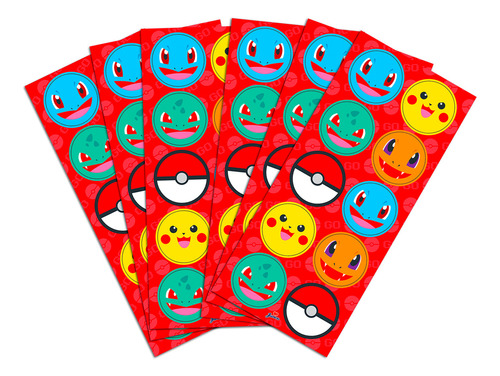 30 Adesivos Redondo Poket Monsters Decoração Poké Mon Festa Cor Pokémon