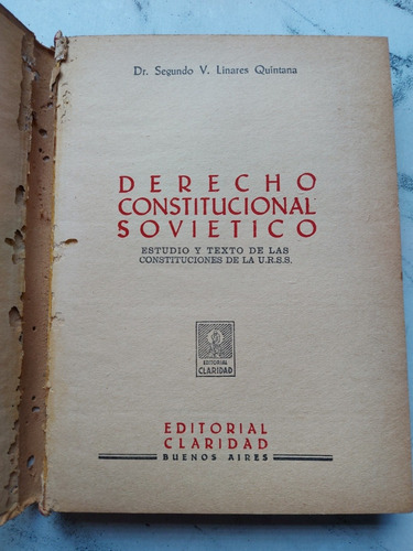 Imagen 2 de 9 de Derecho Constitucional Sovietico. Segundo Quintana. 52827
