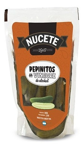 Imagen 1 de 2 de Pepinos En Vinagre Doypack Nucete 300 Gr X 3 Unid
