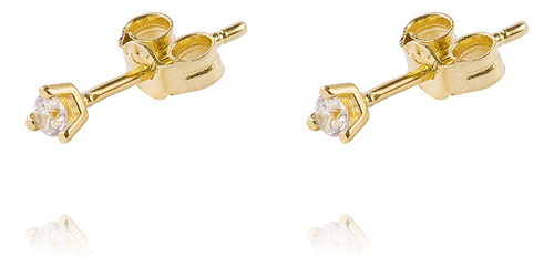 Aros De Oro 18kt Circon 2mm Tres Grifas