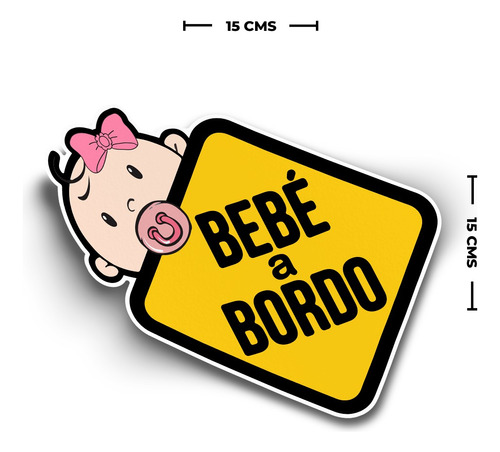 Sticker Bebe A Bordo Niña Logo Señal Letrero Adhesivo 15cm