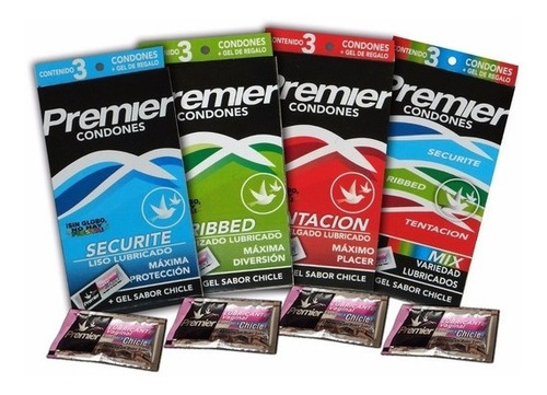 72 Condones Premier Total + 24 Geles Lubricantes De