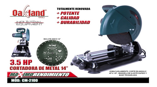 Cortadora De Metales 14 3.5 Hp Oakland Con Disco Diamantado