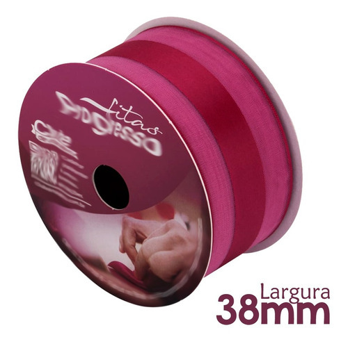 1 Peça De Fita De Organza Com Cetim 38mm Vce009 C/10 Metros Cor 303 Pink