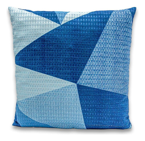 1 Capa De Almofada 40cmx40cm C/ Zíper Piquet Favinho Cor Mosaico Azul