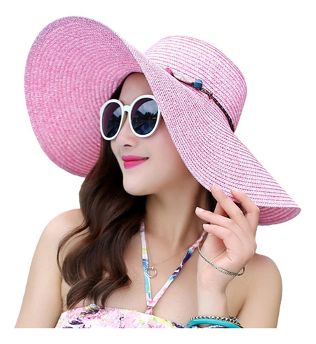 Sombrero De Verano De Paja De Ala Grande For Mujer, Sombrer