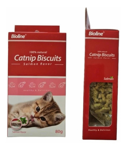 Catnip Galletas Sabor Salmón Bioline Snack Comida Para Gato