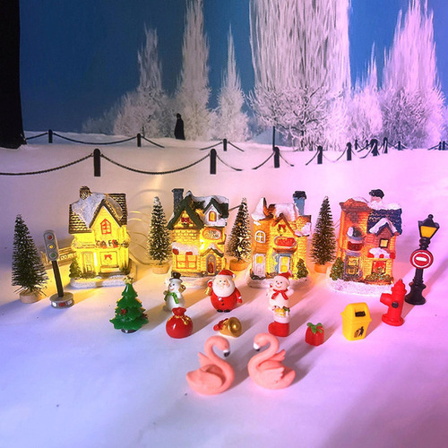 Conjunto De Cabaña De Pueblo 18 Piezas, Led Casita Navideña