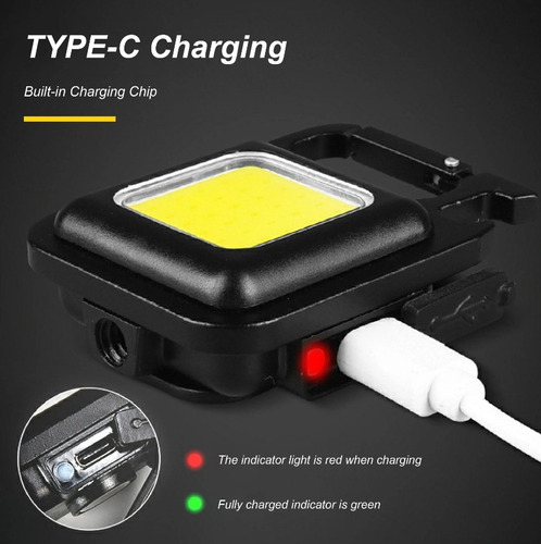 Mini Lanterna Led Recarregável Usb Chaveiro Abridor Ímã