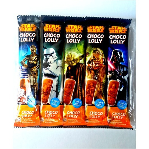 Paletas De Chocolate Con Leche De Star Wars X 5 Unidades