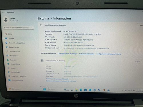 Notebook Hp 250 G2 Core I3-3110m Cpu, 6 Gb Ram, 256g Ssd (Usado)
