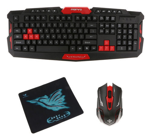 H Mouse Y Teclado Inalámbricos Para Computadora Negro Y Rojo