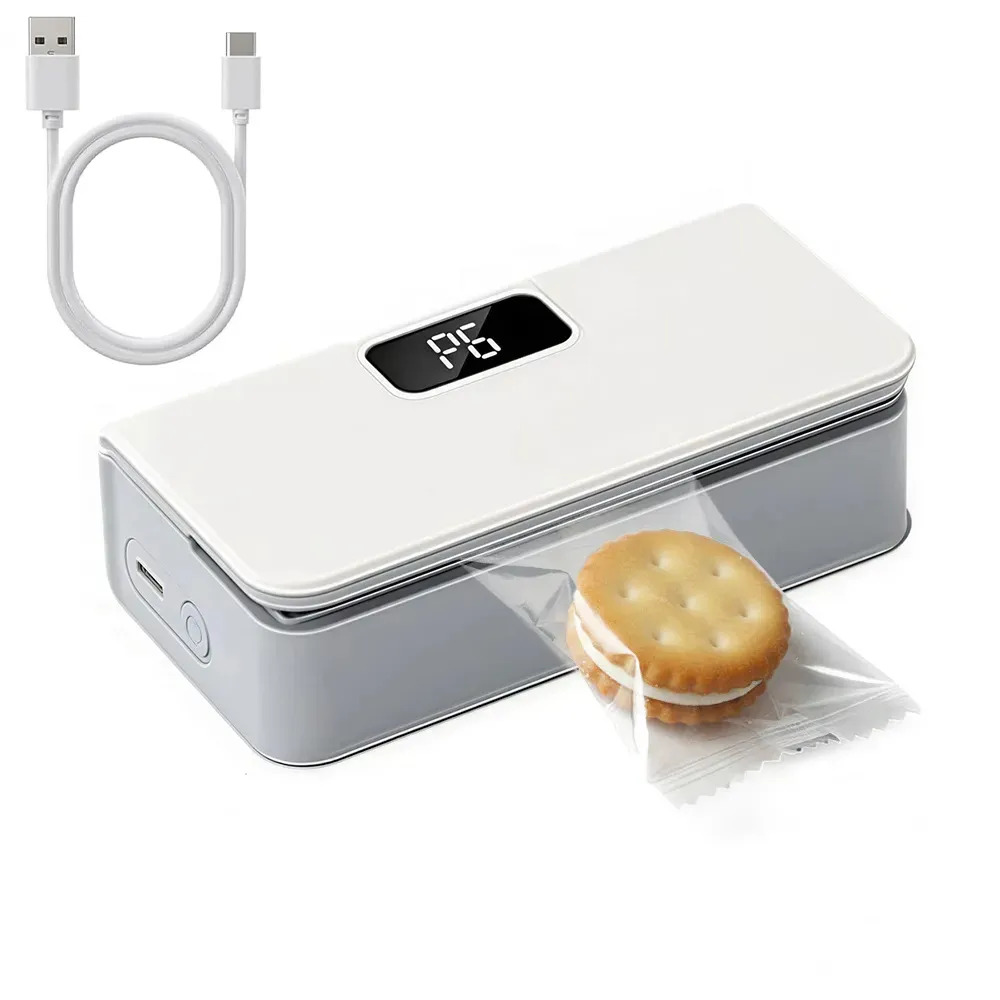 GIEVULEO Sellador Selladora Bolsas Mini Sellador Portatil Blanco 6 Niveles Electrico Compacto Practico Ligero Alimentos Manualidades Hogar