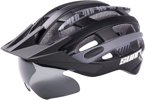 Casco Bicicleta Adulto Montaña Negrocon Visor Sunrimoon