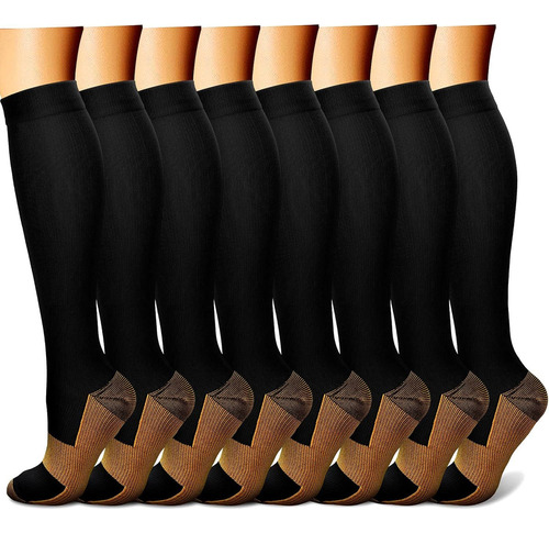 8 Double Copper Compression Stockings, 15-20 Mmhg