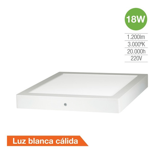 Panel Led 18w Cuadrado Aplique Plafon Calido Cuotas