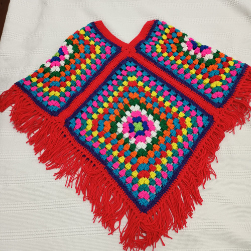 Poncho Tejido Al.crochet Hippie Chic! Muy Poco Uso