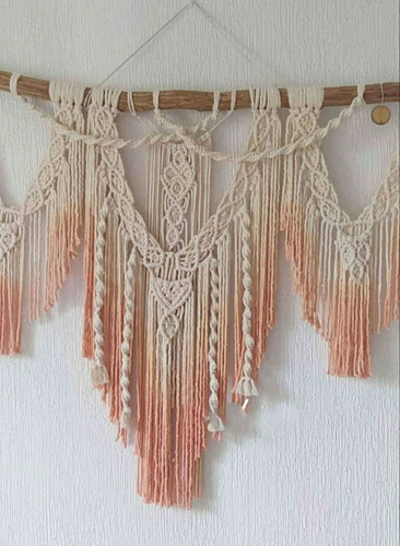 Tapiz Decoracion Hogar Colgante De Pared Boho Tulum Macrame Beige Liso
