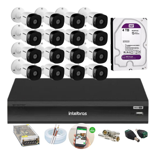 Kit Intelbras 16 Vhl 1220b Full Hd Dvr 16ch Imhdx 3116 C/4tb