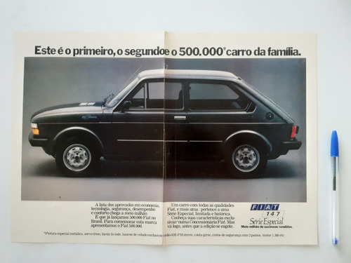 Propaganda Antiga Anúncio Publicidade Fiat 147 S 500000
