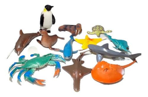 Imagen 2 de 2 de Set De 12 Animales Marinos Surtidos Tamaño Grande