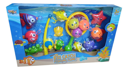 Juego Set Pesca Para El Baño C/caña De Pescar + Red Amarillo Y Celeste