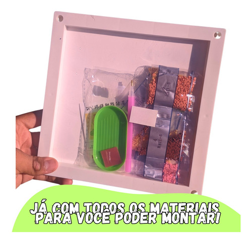 Kit Quadro Pintura Pedrinhas Capivara Diamante 5d Colar