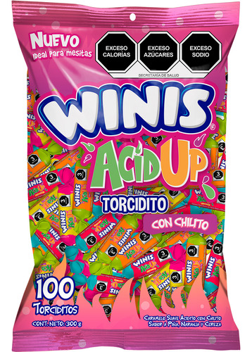 Dulce Winis Acid Up 100pz Caramelo Suave Acidito Chilito