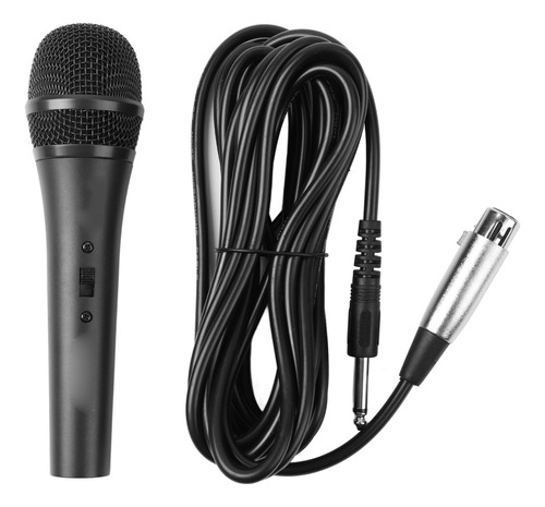 Micrófono Dinámico Vocal Con 5.8mm X 5m Cable Color Negro