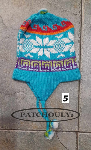 Imagen 10 de 10 de Gorro Coya Chullo Lana De Alpaca Niños Andino De 1 A 2 Años