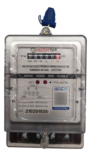 Medidor Monofásico Digital 220v 50a Calibrado Metertek - Sec