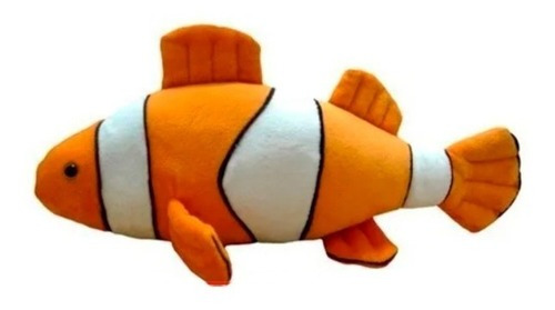 Peluche Animal Pez Payaso Real 23 Cm Color Naranja y blanco