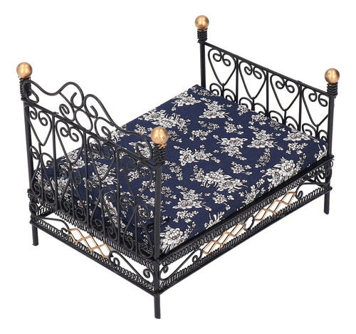 Para Minicasa De Muñecas Con Cama Doble En Miniatura,