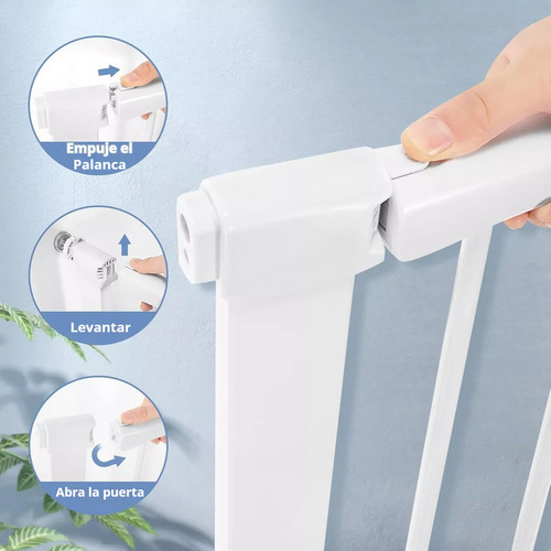 Quoriv Puerta Seguridad Interior Expandible Reja Pressure Mount Para Bebe Mascota +peluches, Altura Total 78cm Expandable 69-116cm,menos De 90 Grados De Cierre Automático De Rebote,blanco
