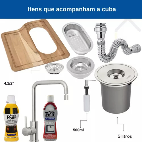 Cuba Sob Tramontina Morgana Max Aço 86x50 Lixeira Misturador
