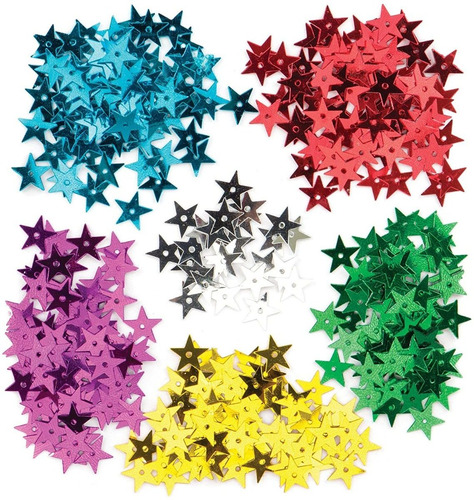 Lentejuelas Forma De Estrellas Multicolor 10mm (60 Gramos)