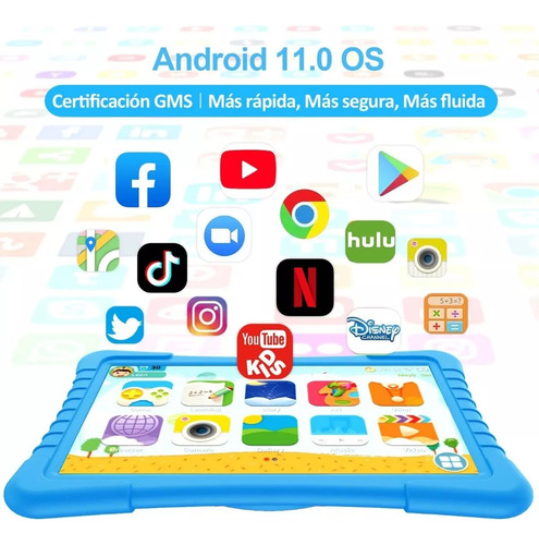 10" Tablet Para Niños Control Parental Wifi 2GB+64GB de con funda Azul