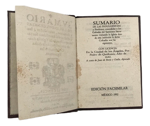 Primer Impreso Poblano 1642 Edición Facsimilar Indulgencias.