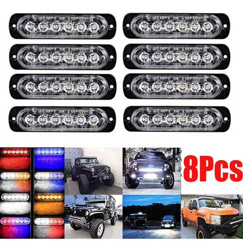 8pc 6led Luz Estroboscópica Flash Emergencia Advertencia Luz