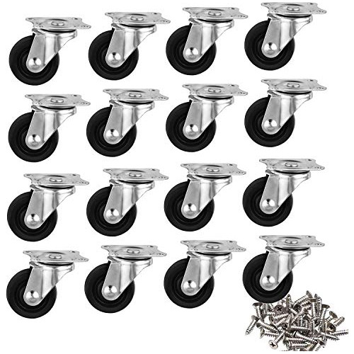 16 Pack 1 Swivel Pu Single Wheel Heavy Duty Caster Whee...