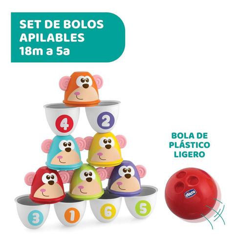 Imagen 2 de 6 de Chicco Set De Bolos Monkey Strike