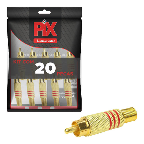 20x Plug Rca Gold 24k Linha Profissional 6mm - Pix