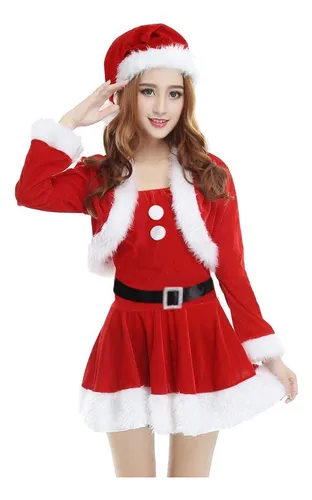 Traje De Traje De Papá Noel Para Mujer, Ropa S Manga Larga