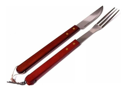 Juego Set Cuchillo Y Tenedor Asado Parrillero Kit Asador Of 