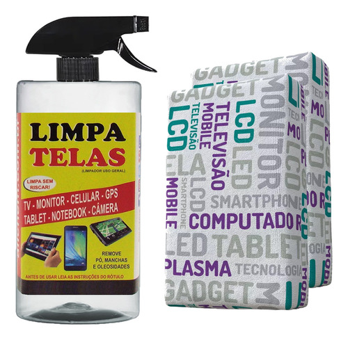 Limpa Telas 250ml + Pano Microfibra Cor Azul-claro Gps Note