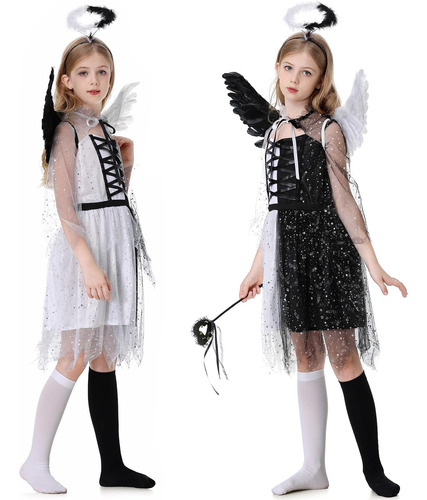 Aicoaub Disfraces De Ángel Y Diablo Para Niñas Disfraz De Án