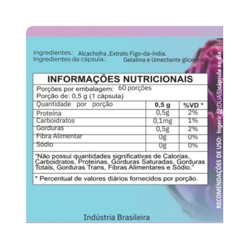 Cactinea + Alcachofra 100% Pura 60 Cáps - Status Verde
