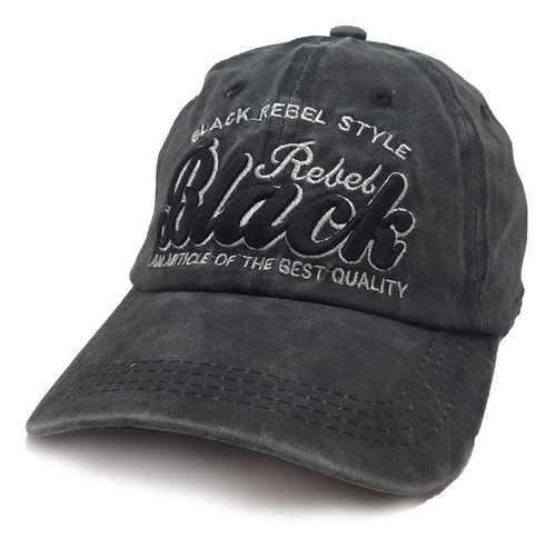 Gorra Vintage Hombre Mujer Visera Gastada Denim Diseño Black